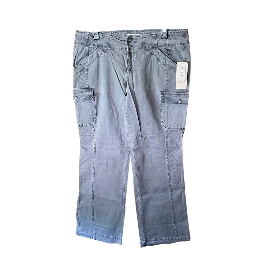 NWT Old Navy Pigment Dyed women’s low rise boot cut stretch cargo pants 12 blue